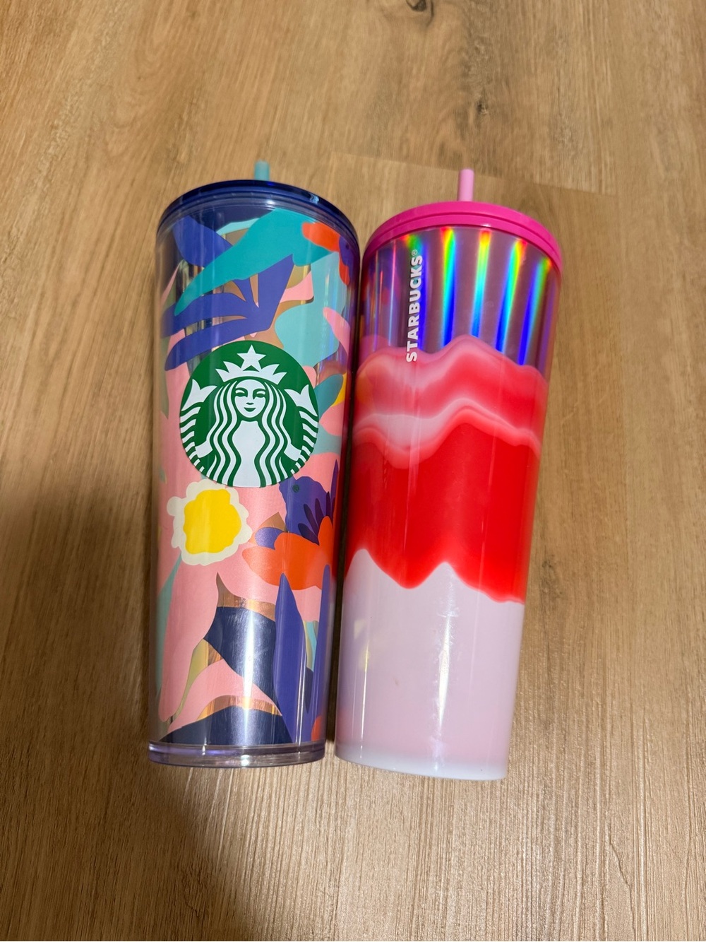 Starbucks Pink and Multicolor Floral Tumbler Set